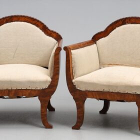 Pair of Swedish Biedermeier Tub Chairs, 1840-60