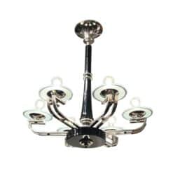 Art Deco Chandelier, Black Lacquer, France circa 1930