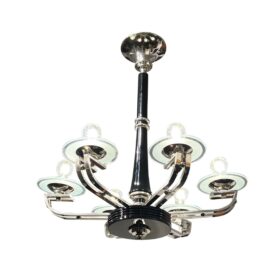 Art Deco Chandelier, Black Lacquer, France circa 1930
