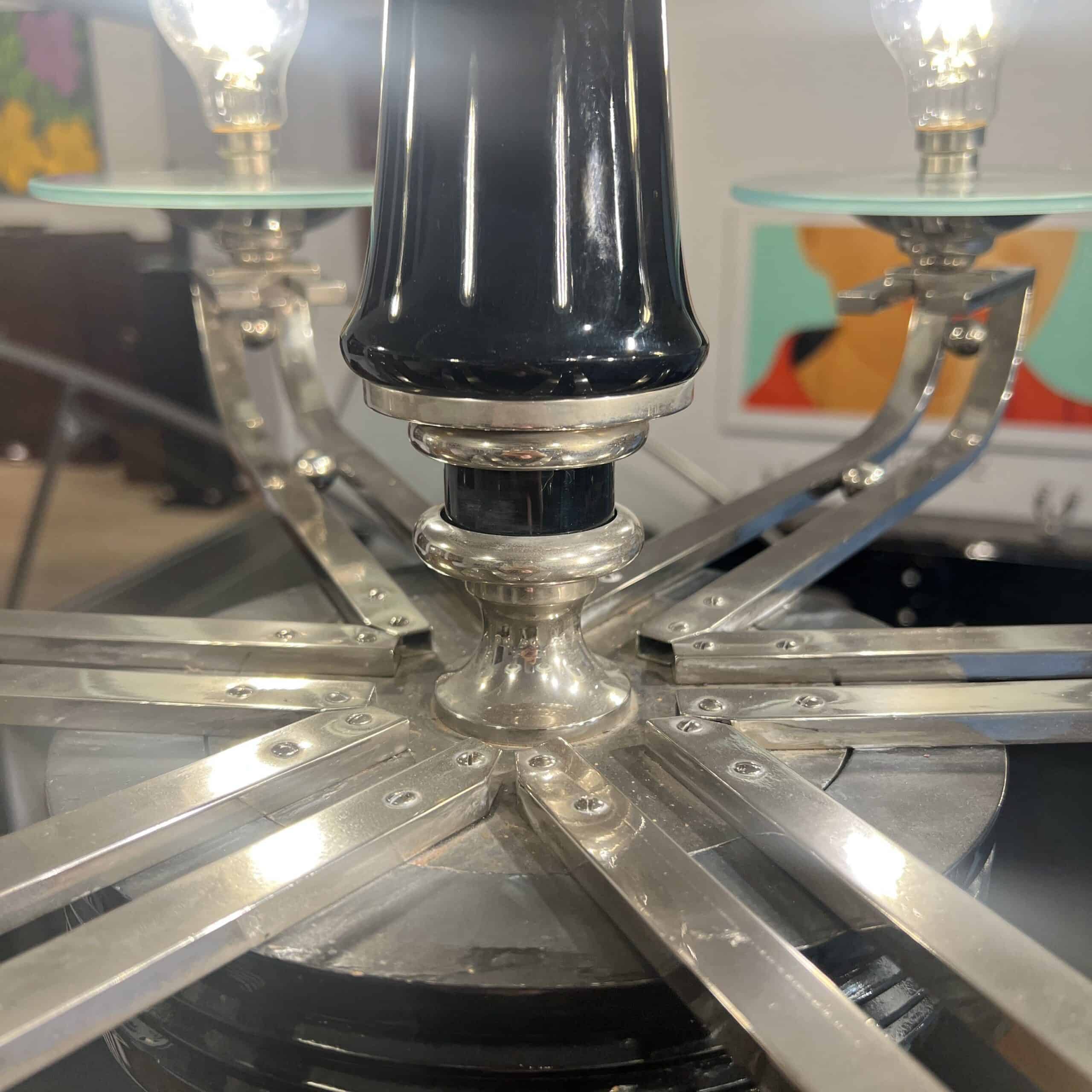 Art Deco Chandelier, Black Lacquer, France circa 1930 - Image 12