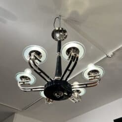 Art Deco Chandelier, Black Lacquer, France circa 1930 - Image 4