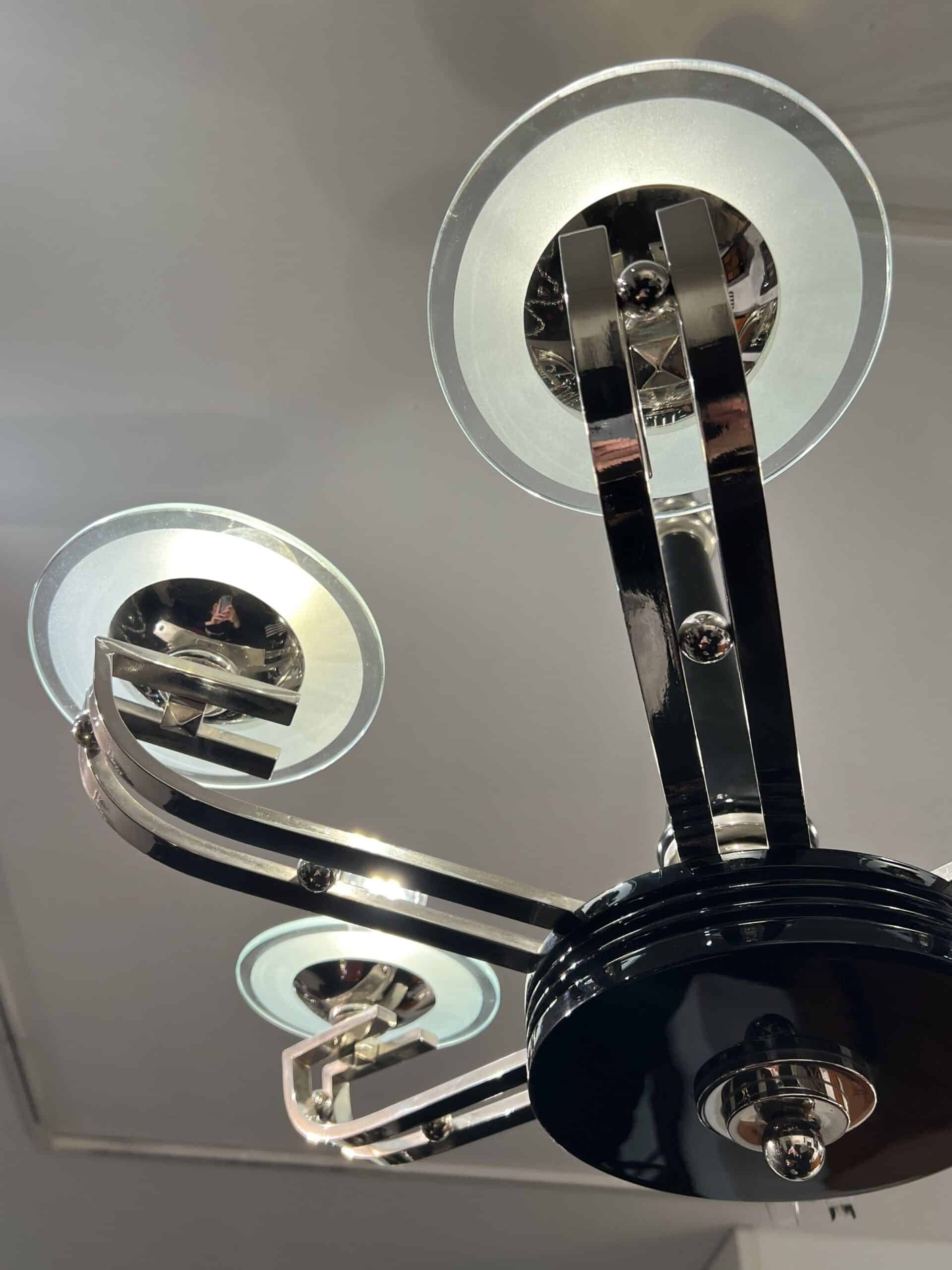 Art Deco Chandelier, Black Lacquer, France circa 1930 - Image 6
