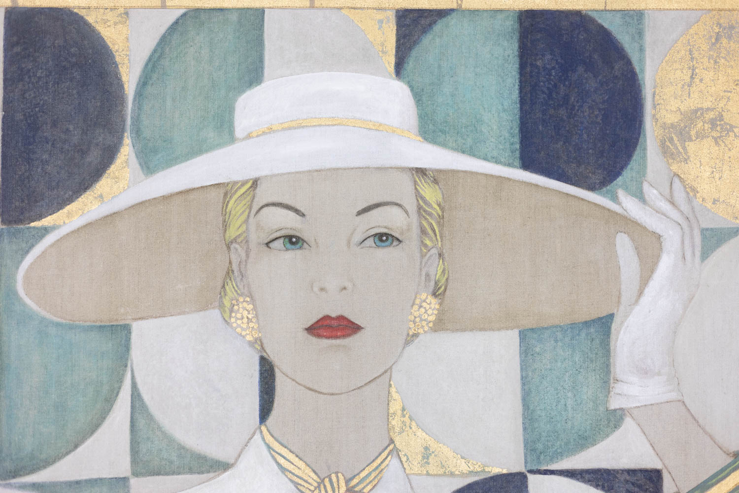 1950s Elegant Lady Portrait on Canvas, Contemporary Art - Image 3