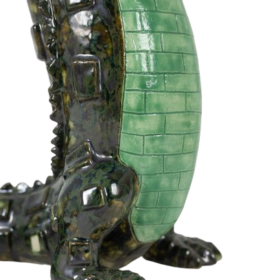 Valérie Courtet Crocodile Carrying Hippos in Chamotte Stoneware – Contemporary