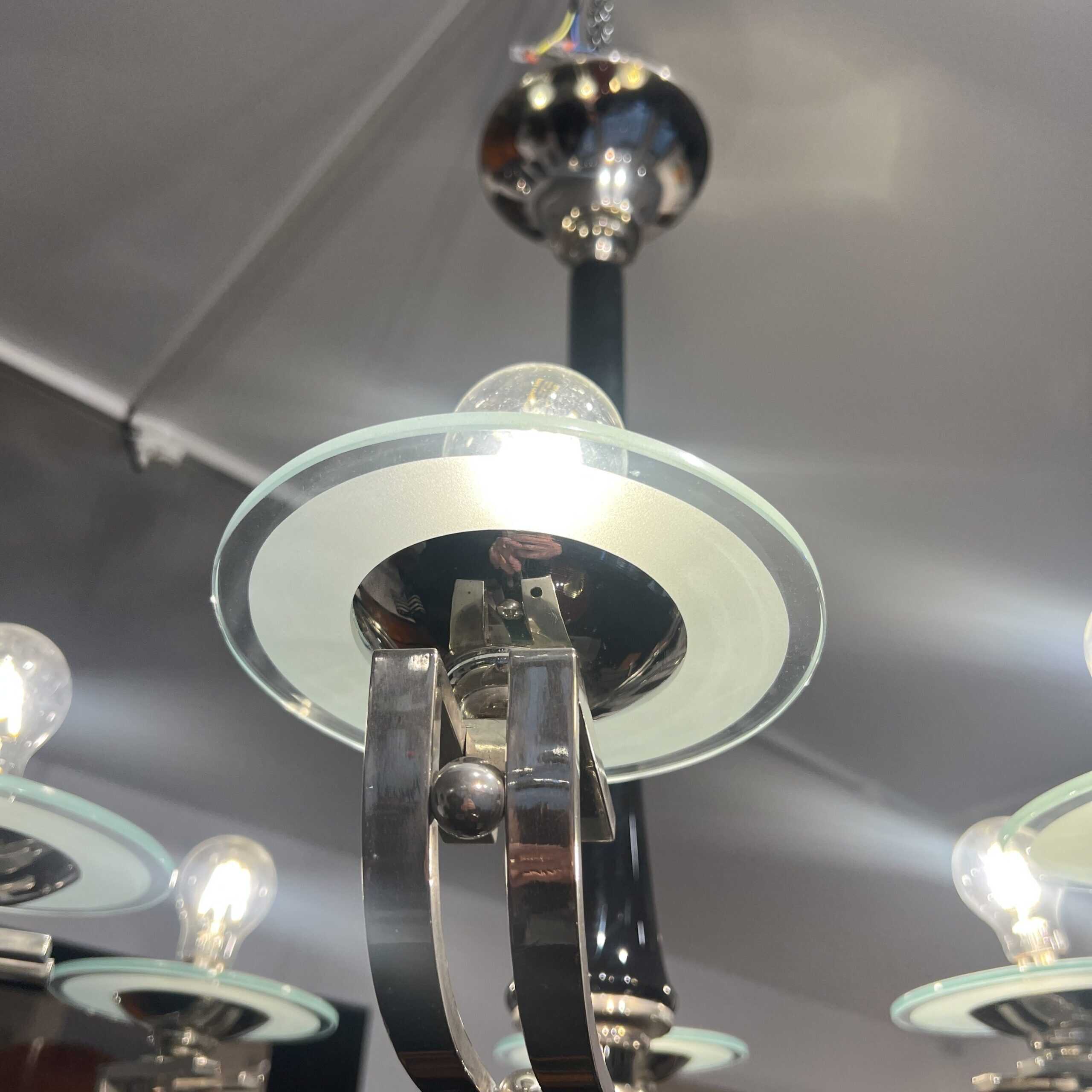 Art Deco Chandelier, Black Lacquer, France circa 1930 - Image 10