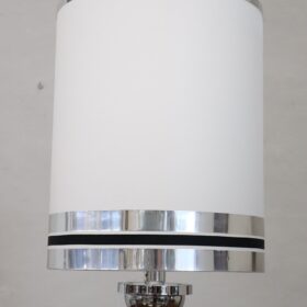 Italian Design Ceramic and Chromed Metal Table Lamp, 1970s