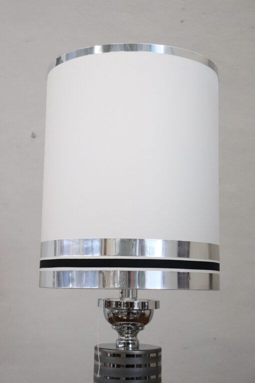 Chromed Metal Table Lamp - White Shade - Styylish