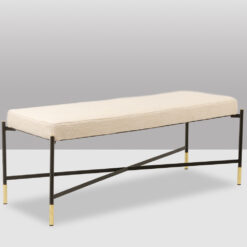 White Lacquered Metal Benches - Side - Styylish