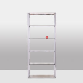 Pair of Shelves with Six Smoked Glass Shelves and Chromed Metal Frame – 1970s