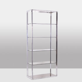 Pair of Shelves with Six Smoked Glass Shelves and Chromed Metal Frame – 1970s