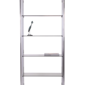 Pair of Shelves with Six Smoked Glass Shelves and Chromed Metal Frame – 1970s