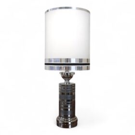 Italian Design Ceramic and Chromed Metal Table Lamp, 1970s