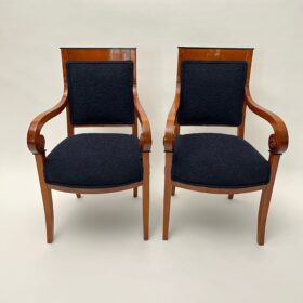 Pair of Biedermeier Salon Chairs, Cherry Wood, France circa 1820
