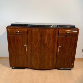 Art Deco Sideboard, Walnut Veneer, Nickel Fittings, France, circa 1930