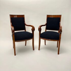 Pair of Biedermeier Salon Chairs, Cherry Wood, France circa 1820