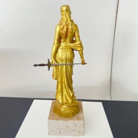 Jugendstil Sculpture 'Judith', Signed E. Tell, Gilt Bronze, Austria circa 1910