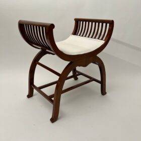 Art Nouveau Gondola Stool, Walnut, Oak, Austria circa 1910