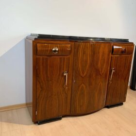 Art Deco Sideboard, Walnut Veneer, Nickel Fittings, France, circa 1930