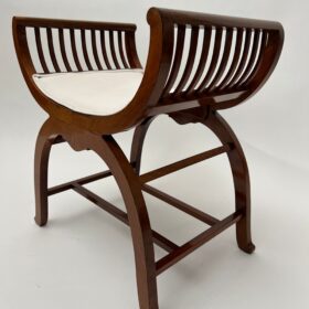 Art Nouveau Gondola Stool, Walnut, Oak, Austria circa 1910