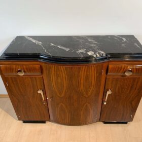 Art Deco Sideboard, Walnut Veneer, Nickel Fittings, France, circa 1930