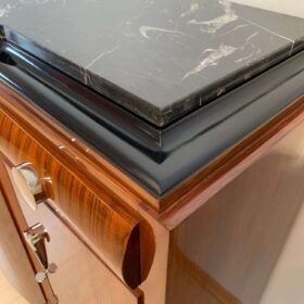 Art Deco Sideboard, Walnut Veneer, Nickel Fittings, France, circa 1930