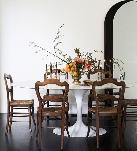 Antique Seating arrangements- Saarinen Table with rustic chairs- Styylish