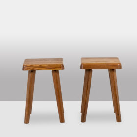 Pierre Chapo Pair of Stools in Natural Blond Elm – 1970s