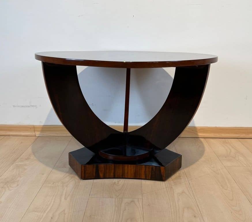 Art Deco Round Side Table, Rosewood Veneer, France circa 1930 - Image 6