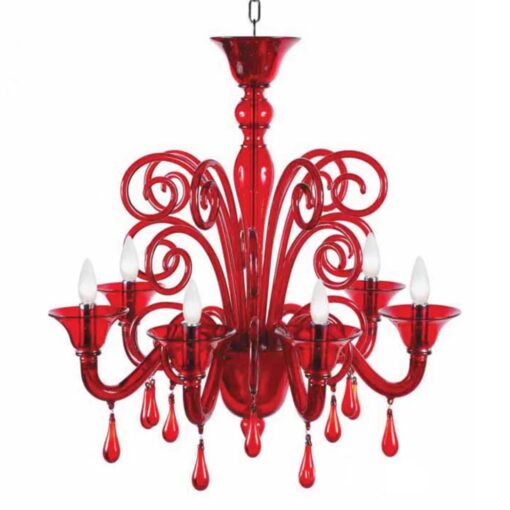 Authentic Murano Glass Chandelier-Istanbul on red colored glass- Styylish