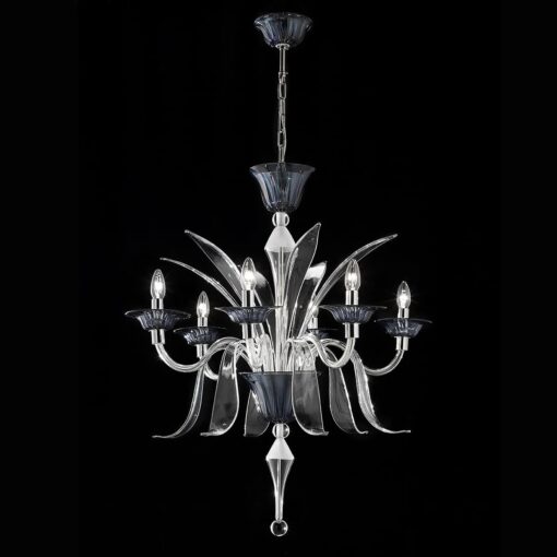 Contemporary Murano Glass Chandelier- Shanghai smaller model on black background- Styylish