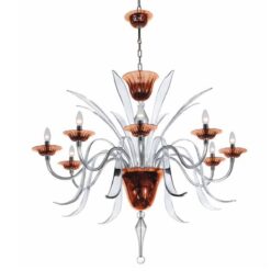 Contemporary Murano Glass Chandelier- Shanghai model in orange and clear- Styylish