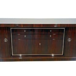 Long Art Deco Sideboard, Macassar Ebony, Maple, Chrome, France circa 1930