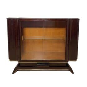 Art Deco Vitrine Sideboard, Macassar Ebony, Maple, Brass, Paris circa 1930
