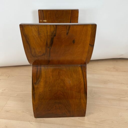 Art Deco Stool, Walnut Veneer, Black Fabric, Italy circa 1930 - Image 11