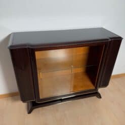 Art Deco Vitrine Sideboard, Macassar Ebony, Maple, Brass, Paris circa 1930 - Image 11