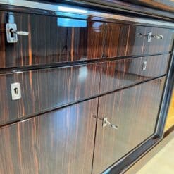 Long Art Deco Sideboard, Macassar Ebony, Maple, Chrome, France circa 1930 - Image 11