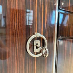 Long Art Deco Sideboard, Macassar Ebony, Maple, Chrome, France circa 1930 - Image 12