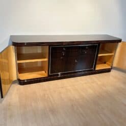 Long Art Deco Sideboard, Macassar Ebony, Maple, Chrome, France circa 1930 - Image 15