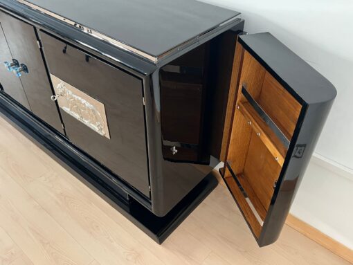 Art Deco Bar- Sideboard, Chromed Lion Appliqués, 1930 - Image 15