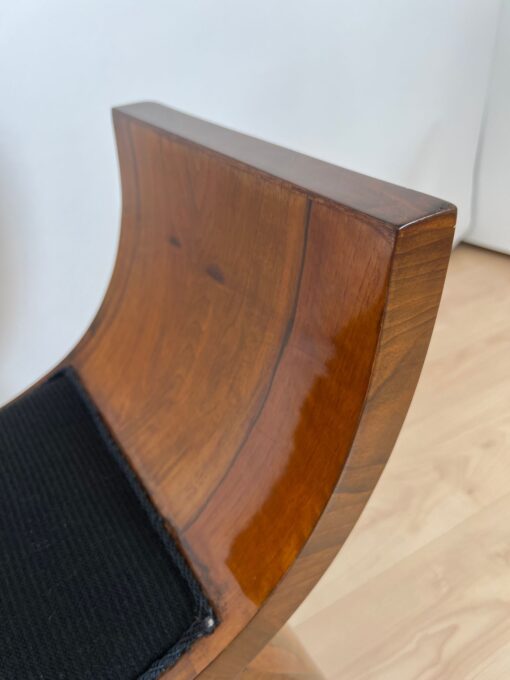 Art Deco Stool, Walnut Veneer, Black Fabric, Italy circa 1930 - Image 16