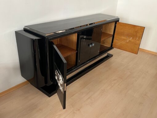 Art Deco Bar- Sideboard, Chromed Lion Appliqués, 1930 - Image 16