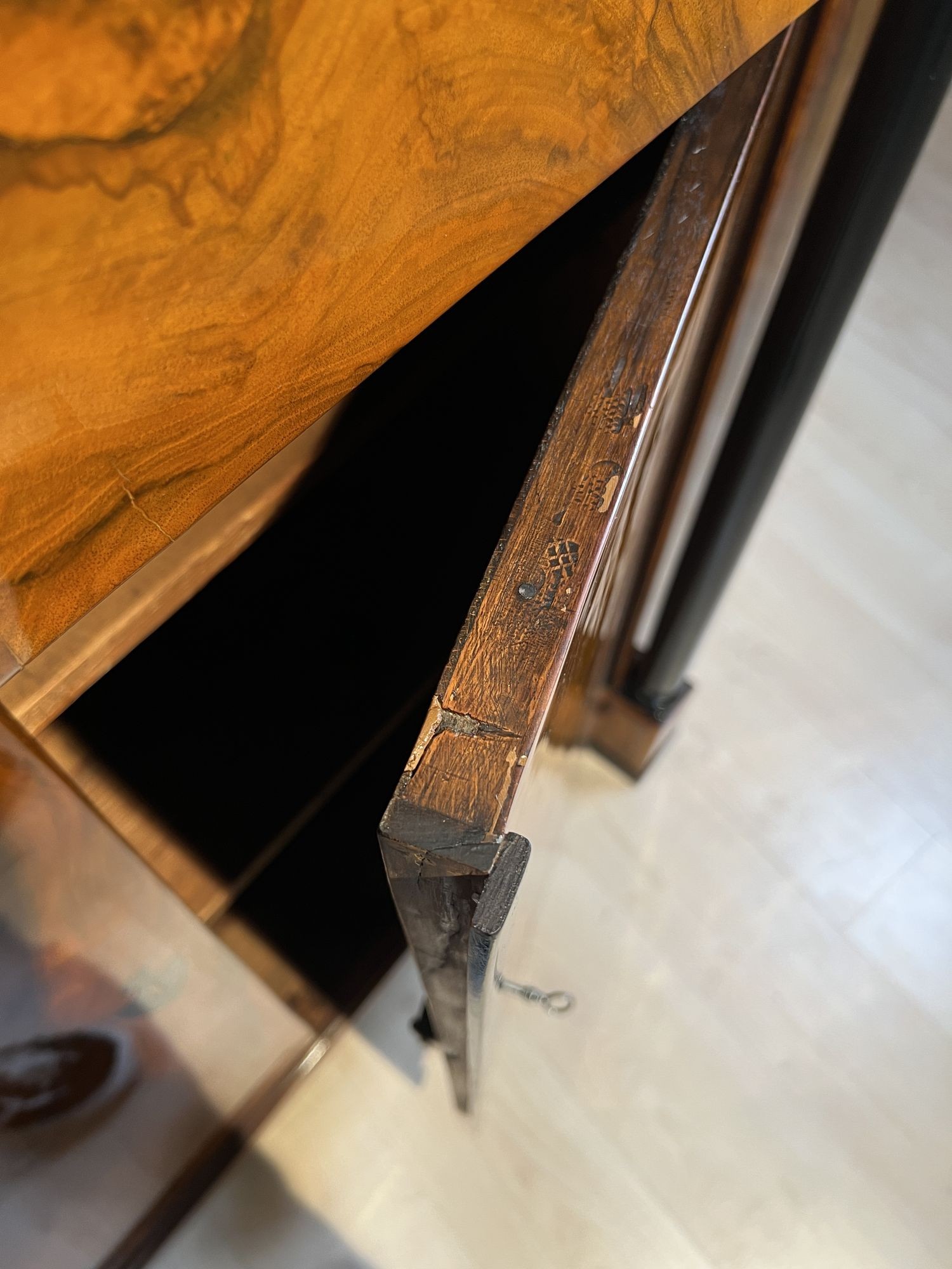 Large Biedermeier Half-Cabinet, Walnut and Ebonized, South Germany circa 1820 - Image 17