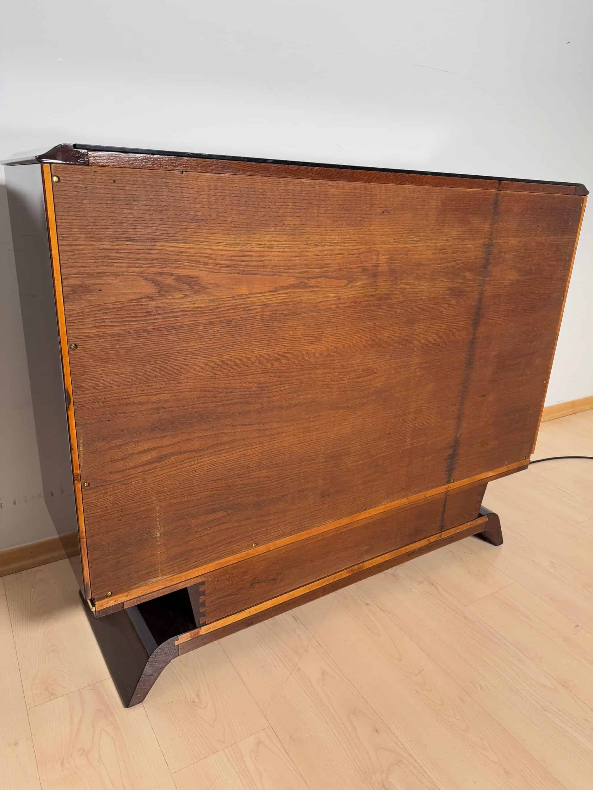 Art Deco Vitrine Sideboard, Macassar Ebony, Maple, Brass, Paris circa 1930 - Image 18