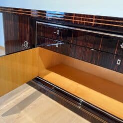 Long Art Deco Sideboard, Macassar Ebony, Maple, Chrome, France circa 1930 - Image 18