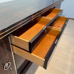 Long Art Deco Sideboard, Macassar Ebony, Maple, Chrome, France circa 1930 - Image 19