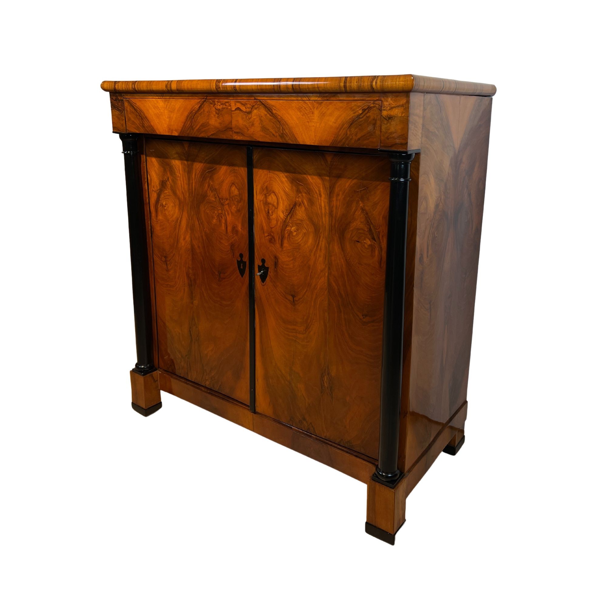 Large Biedermeier Half-Cabinet, Walnut and Ebonized, South Germany circa 1820 - Image 2