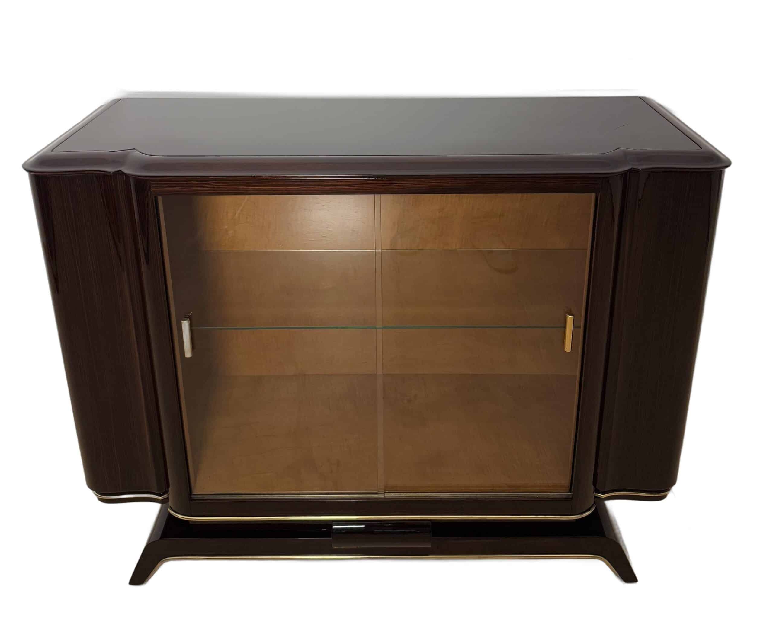 Art Deco Vitrine Sideboard, Macassar Ebony, Maple, Brass, Paris circa 1930 - Image 2