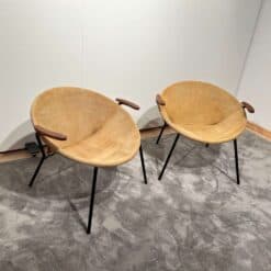 Alternative view of Pair of Balloon Lounge Chairs by Hans Olsen, Yellow Suede, Denmark circa 1960