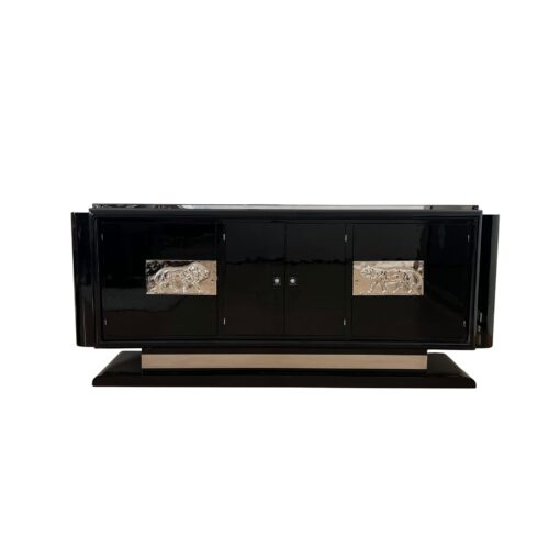 Art Deco Bar- Sideboard, Chromed Lion Appliqués, 1930 - Image 2