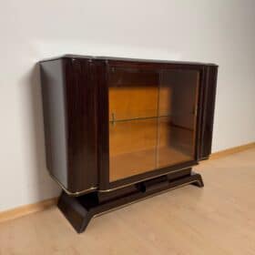 Art Deco Vitrine Sideboard, Macassar Ebony, Maple, Brass, Paris circa 1930